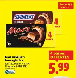 Lidl MARSSNICKERS Barres glacées offre