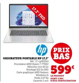 Super U HP Ordinateur portable 17.3 offre