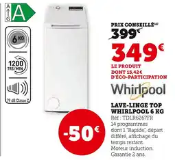 Super U Whirlpool Lave-linge top 6 KG offre