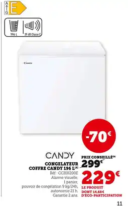 Super U CANDY Congélateur coffre 196 L offre