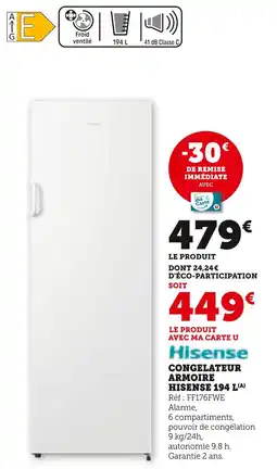 Super U HISENSE 194 L Congélateur armoire 194 L offre