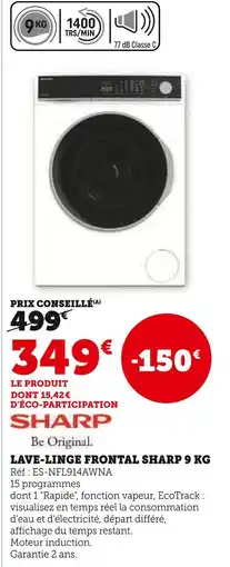 Super U SHARP Lave-linge frontal 9 kg offre