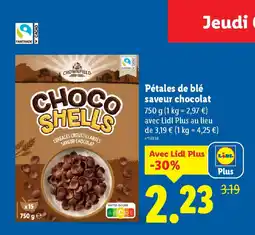 Lidl CROWNFIELD Pétales de blé saveur chocolat offre