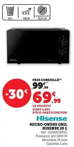 Hyper U Hisense - micro-ondes gril 20 l offre