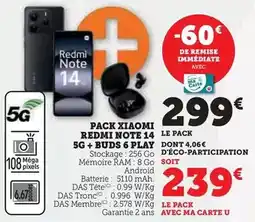 Hyper U Xiaomi - pack redmi note 14 le pack 5g + buds 6 play offre