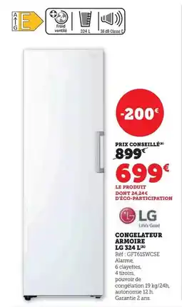 Hyper U Lg - congelateur armoire le 384 l offre