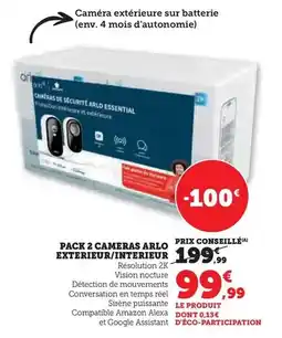 Hyper U Amazon - pack 2 cameras arlo exterieur/interieur offre