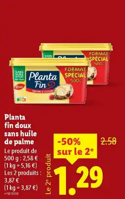 Lidl PLANTA FIN doux sans huile de palme offre