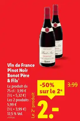 Lidl Vin de France Pinot Noir Bonot Père & Fils offre