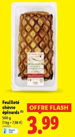 Lidl Feuilleté chèvre épinards offre