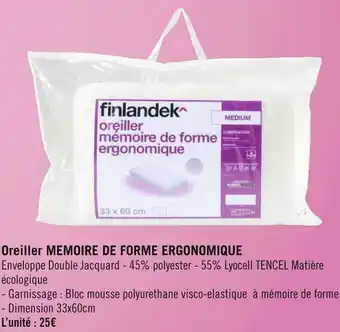 Finlandek bon plan sur l' oreiller memoire de forme ergonomique de la marque finlandek
