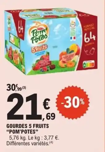 E.Leclerc Express Gourdes 5 fruits pom'potes offre