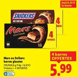 Lidl MARS ou SNICKERS barres glacées offre