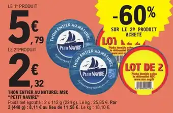 E.Leclerc Express Thon entier au naturel msc petit navire offre