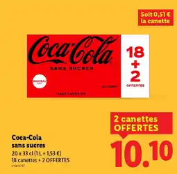 Lidl COCA-COLA sans sucres offre