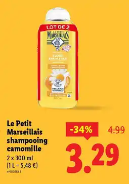 Lidl LE PETIT MARSEILLAIS shampooing camomille offre