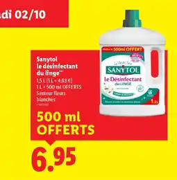Lidl SANYTOL le désinfectant du linge offre