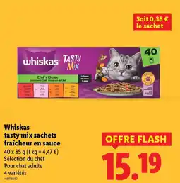 Lidl WHISKAS tasty mix sachets fraîcheur en sauce offre