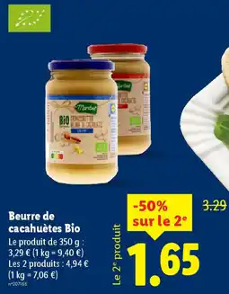 Lidl MARIBEL Beurre de cacahuètes Bio offre