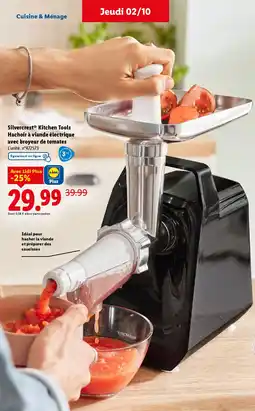 Lidl SILVERCREST Kitchen Tools Hachoir à viande électrique avec broyeur de tomates offre