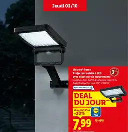 Lidl LIVARNO HOME Projecteur solaire à LED avec détecteur de mouvements offre