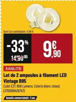 Tridôme XANLITE Lot de 2 ampoules à filament led vintage b95 offre