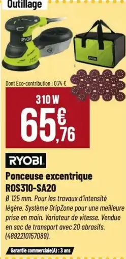 Tridôme RYOBI Ponceuse excentrique ROS310-SA20 offre