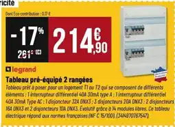 Tridôme LEGRAND Tableau pré-équipé 2 rangées offre