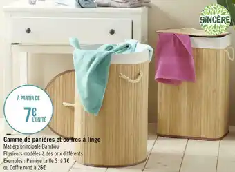 Géant Casino Sincère gamme de panières et coffres à linge offre