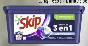 Skip lessive capsules 3 en 1 active clean