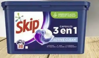 Géant Casino Skip lessive capsules 3 en 1 active clean* offre