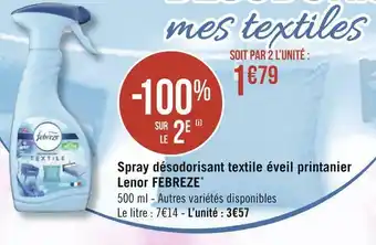 Géant Casino Febreze spray désodorisant textile éveil printanier lenor* offre
