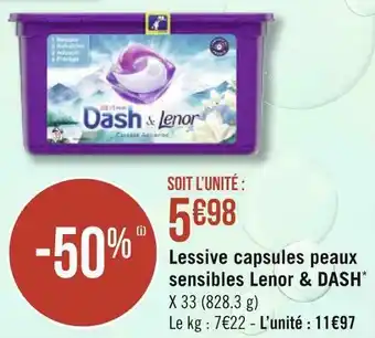Lenor / dash lessive capsules peaux sensibles *