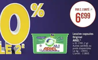 Géant Casino Ariel lessive capsules original* offre