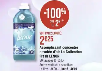 Géant Casino Lenor assouplissant concentré envolée d’air la collection fresh* offre