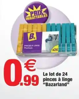 Bazarland Le lot de 24 pinces à linge "Bazarland" offre