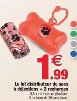 Bazarland Le lot distributeur de sacs à déjections + 2 recharges offre