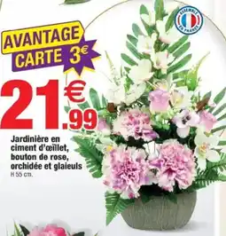 Bazarland Jardinière en ciment d'œillet, bouton de rose, orchidée et glaieuls offre