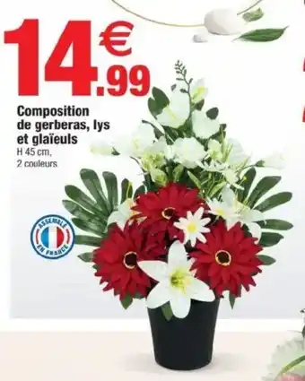 Bazarland Composition de gerberas, lys et glaïeuls offre