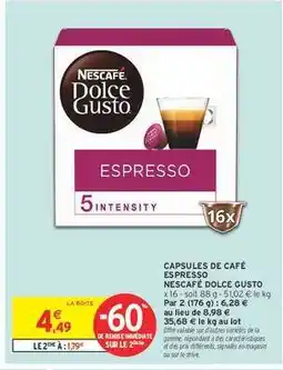 Intermarché Capsules de Café Espresso offre