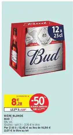 Intermarché Bière Blonde 'Bud' offre