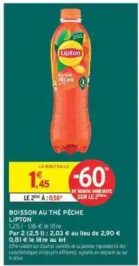 Intermarché Boisson au thé pêche Lipton offre