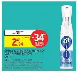 Intermarché SPRAY NETTOYANT INFINITE+ CLEAN PROTECTION offre