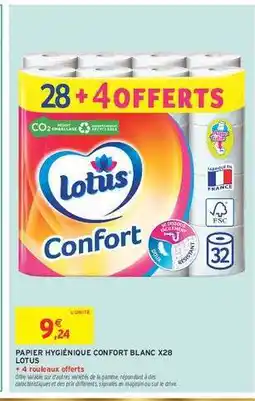 Intermarché PAPIER HYGIÉNIQUE CONFORT BLANC X28 LOTUS offre
