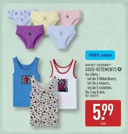 ALDI MARVEL OU DISNEY SOUS-VETEMENTS offre