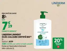 Auchan Parapharmacie LINIDERM Liniment oléo-calcaire certifié bio offre