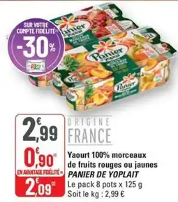 G20 PANIER DE YOPLAIT Yaourt 100% morceaux de fruits rouges ou jaunes offre