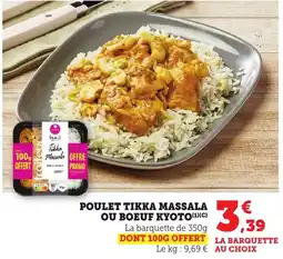 Bi1 Poulet tikka massala ou boeuf kyoto offre