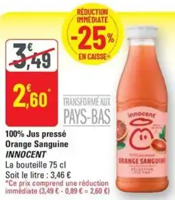 G20 INNOCENT 100% Jus pressé Orange Sanguine offre