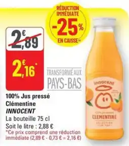 G20 INNOCENT 100% Jus pressé Clémentine offre